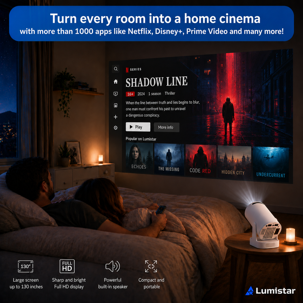 Lumistar Atmos Mini-Beamer - Full HD & kraftvolles Klangerlebnis