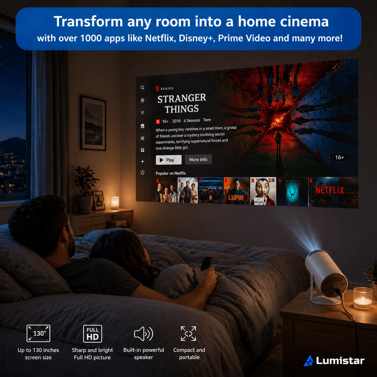 Lumistar Premium Mini Beamer – Erstellen Sie Ihr eigenes Heimkino – Lumistar – Mini Beamer – Lumistar
