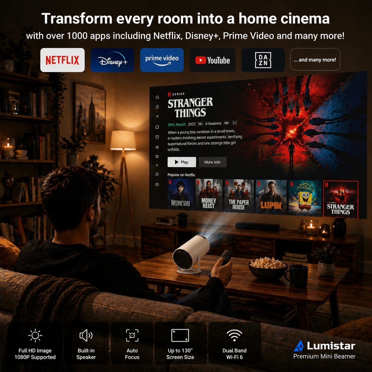 Lumistar Premium Mini Beamer – Erstellen Sie Ihr eigenes Heimkino – Lumistar – Mini Beamer – Lumistar