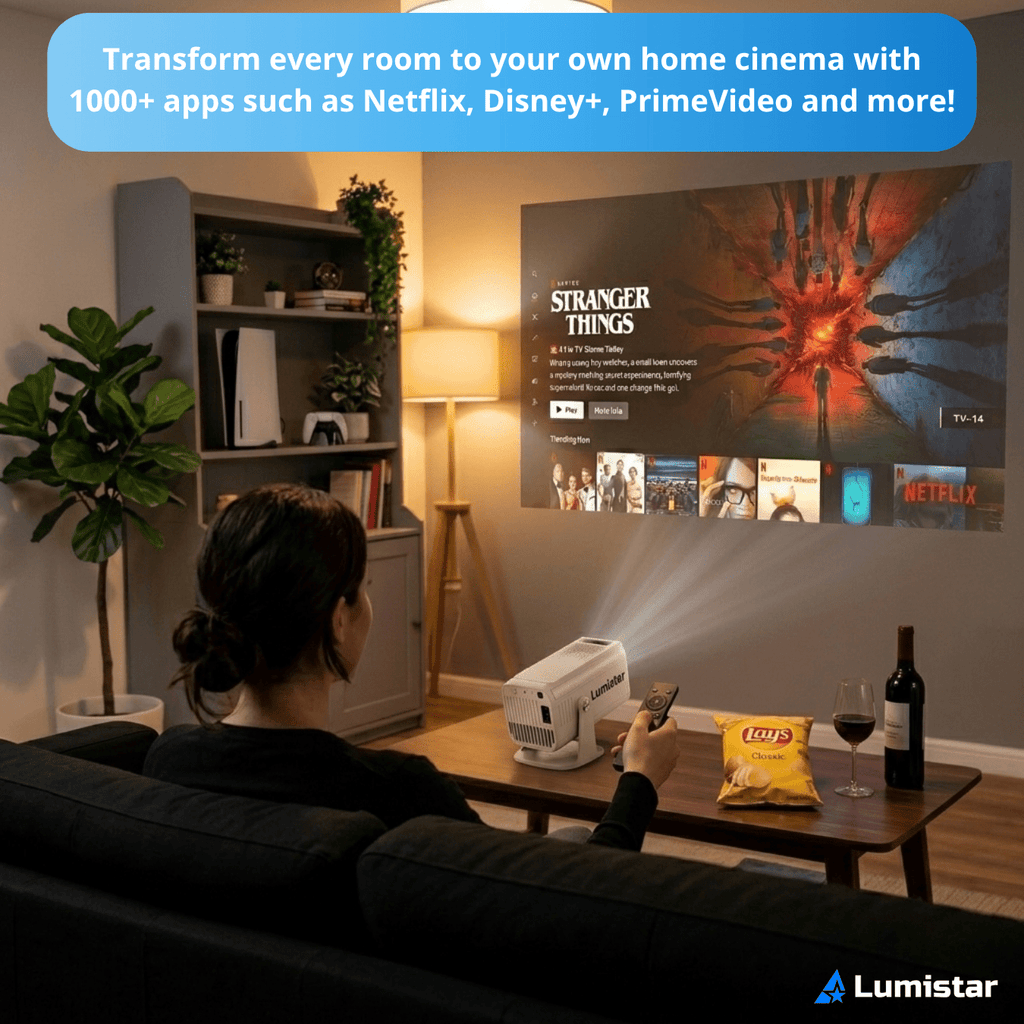 Lumistar Pro+ Mini Beamer Netflix-Projektion