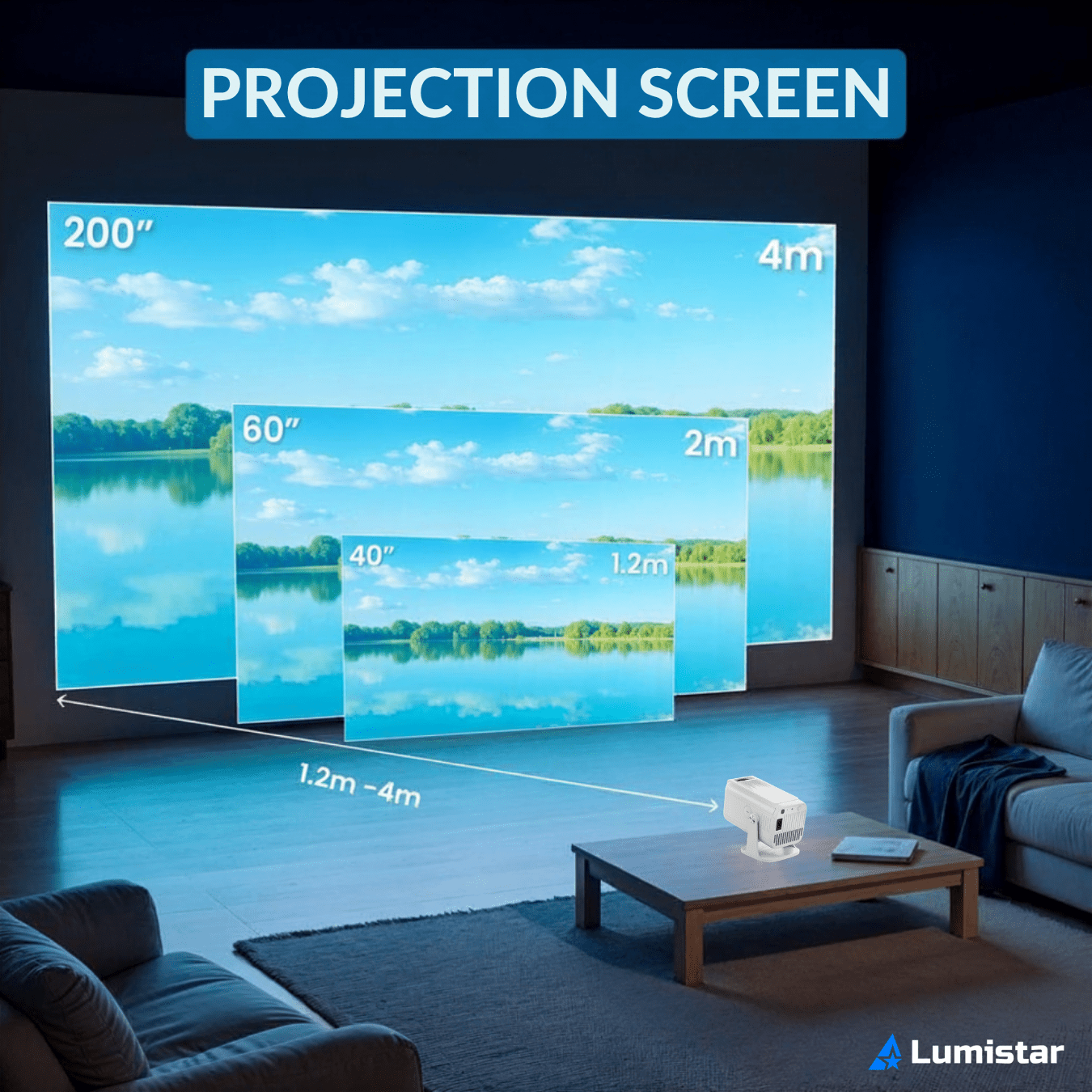Lumistar Pro+ Mini Beamer Projektionsschirm