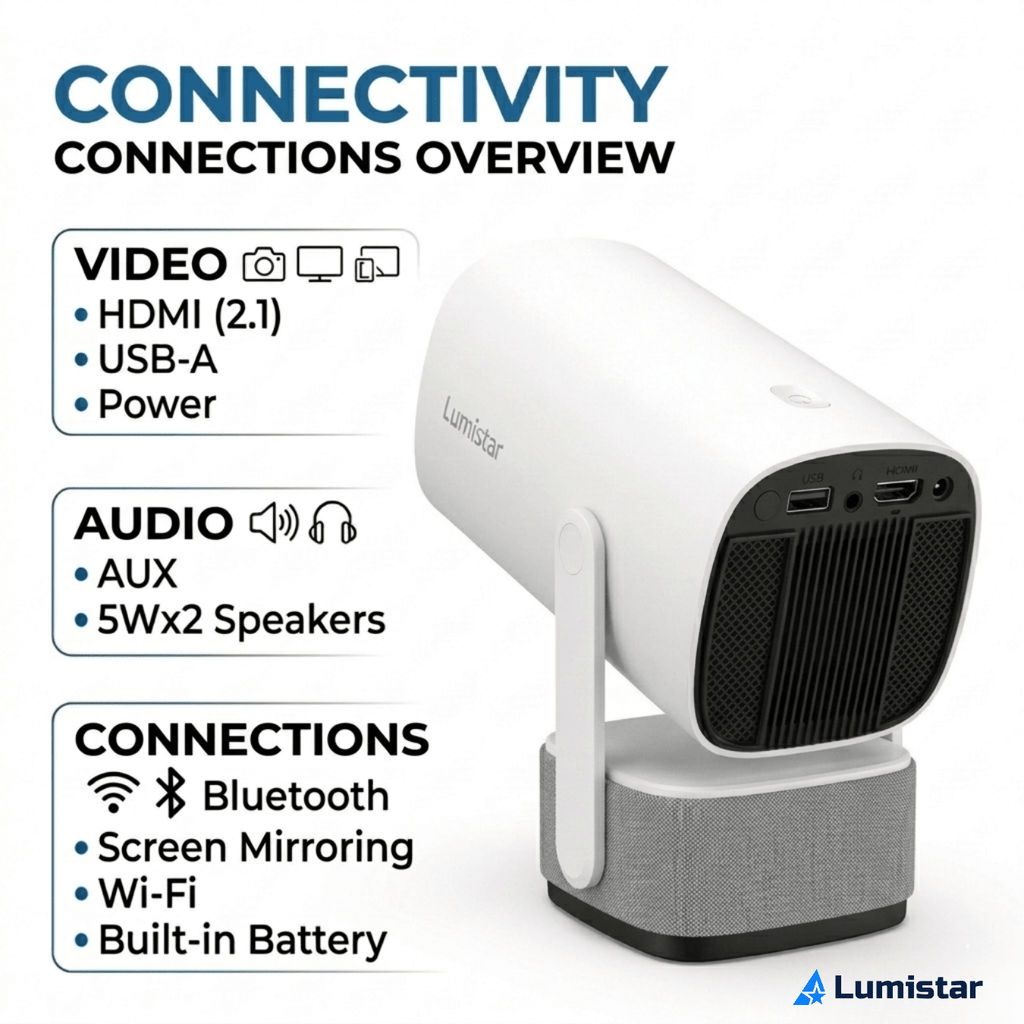 Lumistar Ultra Mini Beamer Anschlüsse